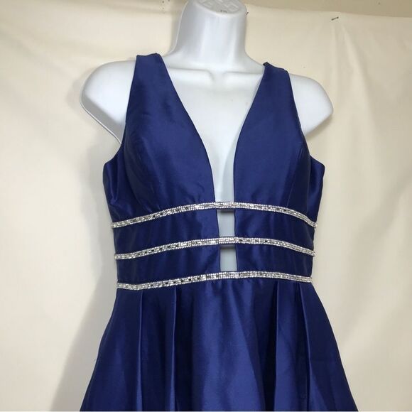 Blondie Nites By Stacy Sklar Dress Size 9 Blue Prom Rhinestone nwot - Picture 5 of 9